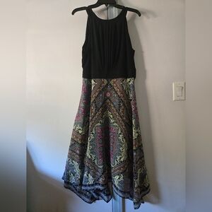 Studio One Black and Multicolor Patterned Dress